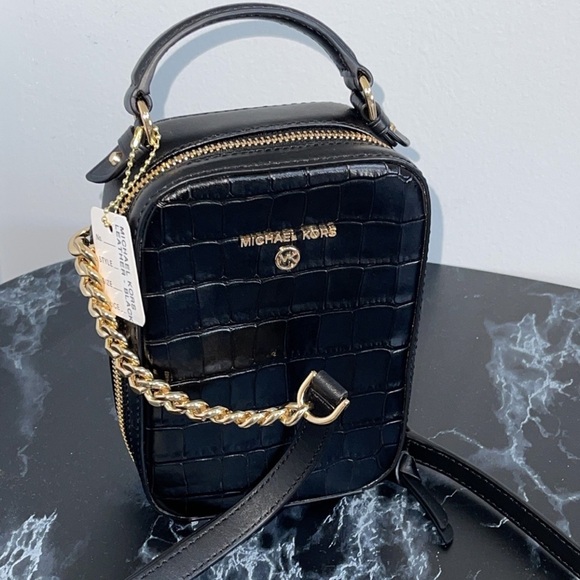 MICHAEL MICHAEL KORS Crossbody Small Handbag Black Genuine Leather AUTHENTIC New - Picture 8 of 10